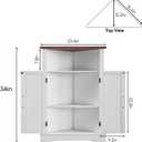 Bathroom Corner Cabinet,Farmhouse Floor Corner Cabinet with Doors and Adjustable Shelves, Freestanding Wooden Storage Hutch Cupboard for Bathroom, Kitchen, Living Room, White