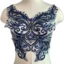 Flower Sequin Appliques, Navy Blue Appliques, Bodice Applique, Beaded Applique for Dresses, Dancewear, Evening Gowns, Apparel and More (Navy Blue)