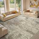 Area Rug Living Room - 10X14 Abstract Washable Large Soft Foldable Non Slip Rug Neutral Modern Low Pile Carpet for Bedroom Nursery Dining Room Farmhouse Home Office Indoor - Khaki