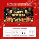 13x6ft Happy New Year Garage Door Banner Luxury Golden Black Balloons Backdrop New Year's Eve Garage Door Cover Decoration for Celebration Party Indoor Outdoor House Wall