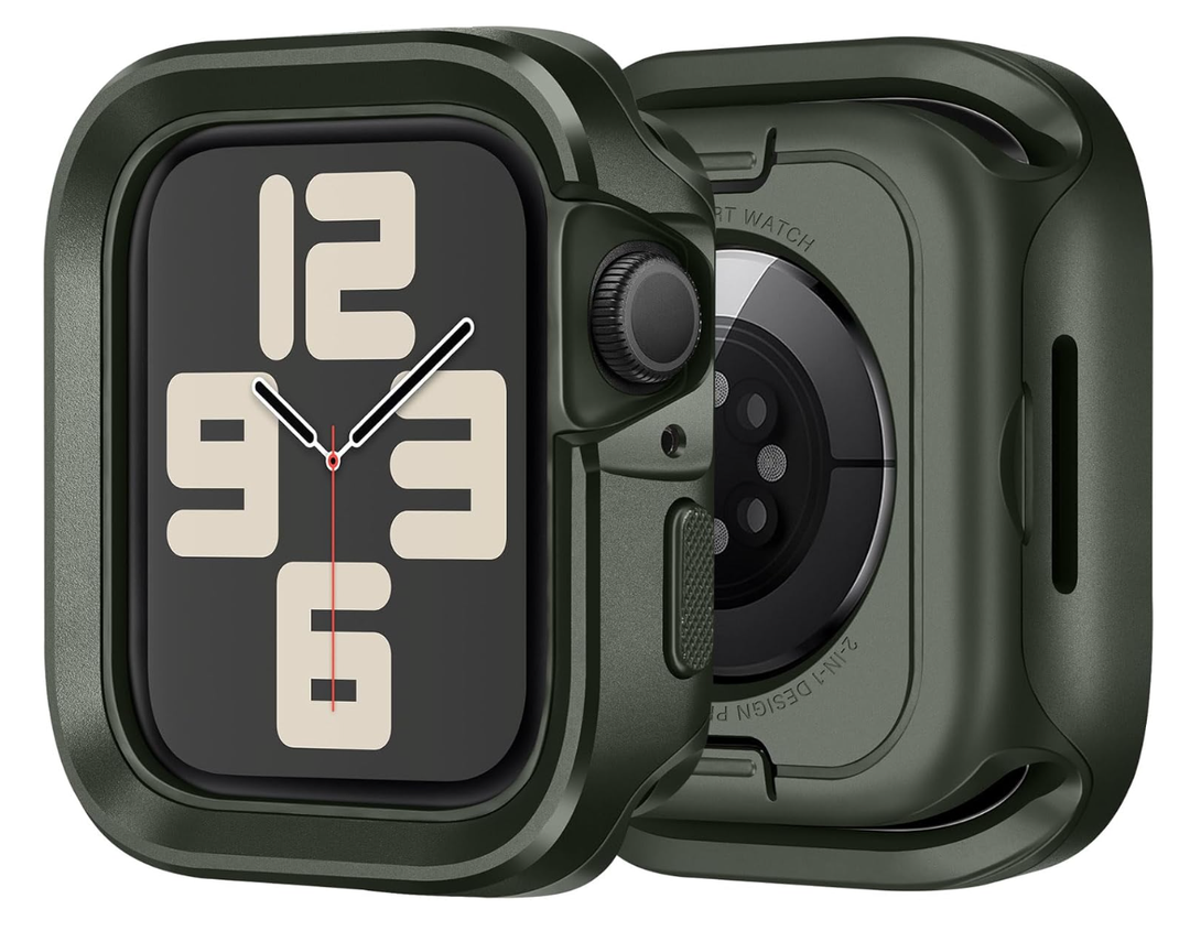 6 x Bisikor 2 in 1 Metal Case Compatible with Apple Watch Series 6/5/4/SE 44mm Case, Rugged Protective Bumper with Shockproof Silicone Cover for iWatch 44mm (Army Green)