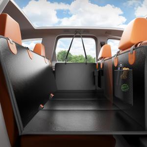 Dog Car Seat Cover for Back Seat, Hard Bottom Back Seat Extender for Dogs, Waterproof Dog Hammock for Truck Support to 400lbs, Car Seat Protector for Cars, Trucks, SUV, Jeep (Universal-PU-Orange)