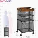 SWTYMIKI Rolling File Cart with Drawers - 4 Tier Under Desk Storage Craft Rolling Organizer Cart - Office Storage &Organization, Mobile Metal Filing Cabinet for Office and Home Espresso