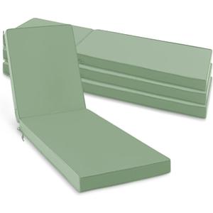 Summsun Chaise Lounge Cushions Outdoor Set of 4 - Waterproof and Fade Resistant Sun Lounger Replacement Cushions - Patio Lounger Pads with Removable Cover for Pool, Deck, 80 x 26 x 3 Inch, Sage Green