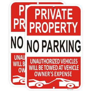 2 Pack Private Property No Parking Signs, 18x12 Inches, Reflective Aluminum Sign, Fade Resistant