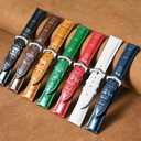 ULLCHRO Genuine Leather Watch Strap Quick Release Watch Band Vintage Alligator Grain Leather Strap Premium Top Grain Band with Stainless Steel Buckle, Soft Brown Calfskin for Men Wrist (12mm, Black)