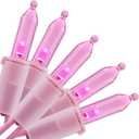 YULETIME Pink LED Christmas Lights with Pink Wire, 33 ft 100 Count UL Certified Commercial Grade Holiday String Light Set