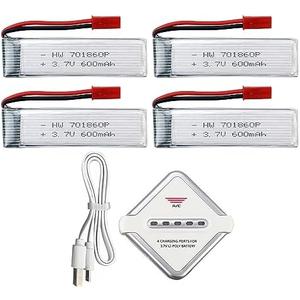 MOONZON 3PCS 3.7 600mAh Lithium Battery Suitable for UDI U817 U818A WLtoys V959 V222 V929 Syma S032 Four-axis Aircraft Helicopter RC Drone Spare Batteries