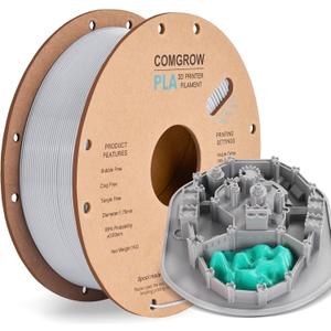 Comgrow PLA 3D Printer Filament, 3D Printer PLA Filament 1.75mm, Dimensional Accuracy +/- 0.02 mm, 1KG Spool PLA Grey