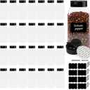 PineHaven 28 Pcs 16 oz Plastic Spice Jars with Black Cap,Square Plastic Bottle Containers with Lid and Stickers,Empty Seasoning Bottles Large Clear Spice Shaker for Storage Spices, Coffee, Tea, Herbs
