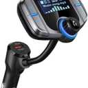 Upgraded Bluetooth FM Transmitter, Wireless Radio Adapter Hands Free Car Kit with 1.7'' Display, QC3.0 and Smart 2.4Amp Dual USB Ports, AUX Input/Output, TF Card Mp3 Player (PD, Sliver Grey)