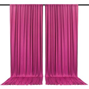 2 Panels Fuchsia Backdrop Curtain, 10 x 7 Feet Background Curtains for Parties, Weddings, Baby Showers, Bachelorette Halloween, Christmas Birthday Party Photoshoot Backdrop Curtains Decorations, Rose Red 