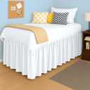 2025 Upgraded Twin XL Dorm Bed Skirt White | 100% Cotton Blend Bed Skirt with 32" Drop for College Dorm Rooms and Extra Long Twin Beds