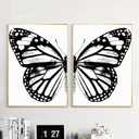 Monarch Butterfly Wall Art Left Right Butterfly Wing Poster Vintage Butterflies Wall Art Canvas Print Vintage Butterflies Black and White Poster Abstract Canvas Poster Home Decor Artwork Unframed (16L" x 24W")
