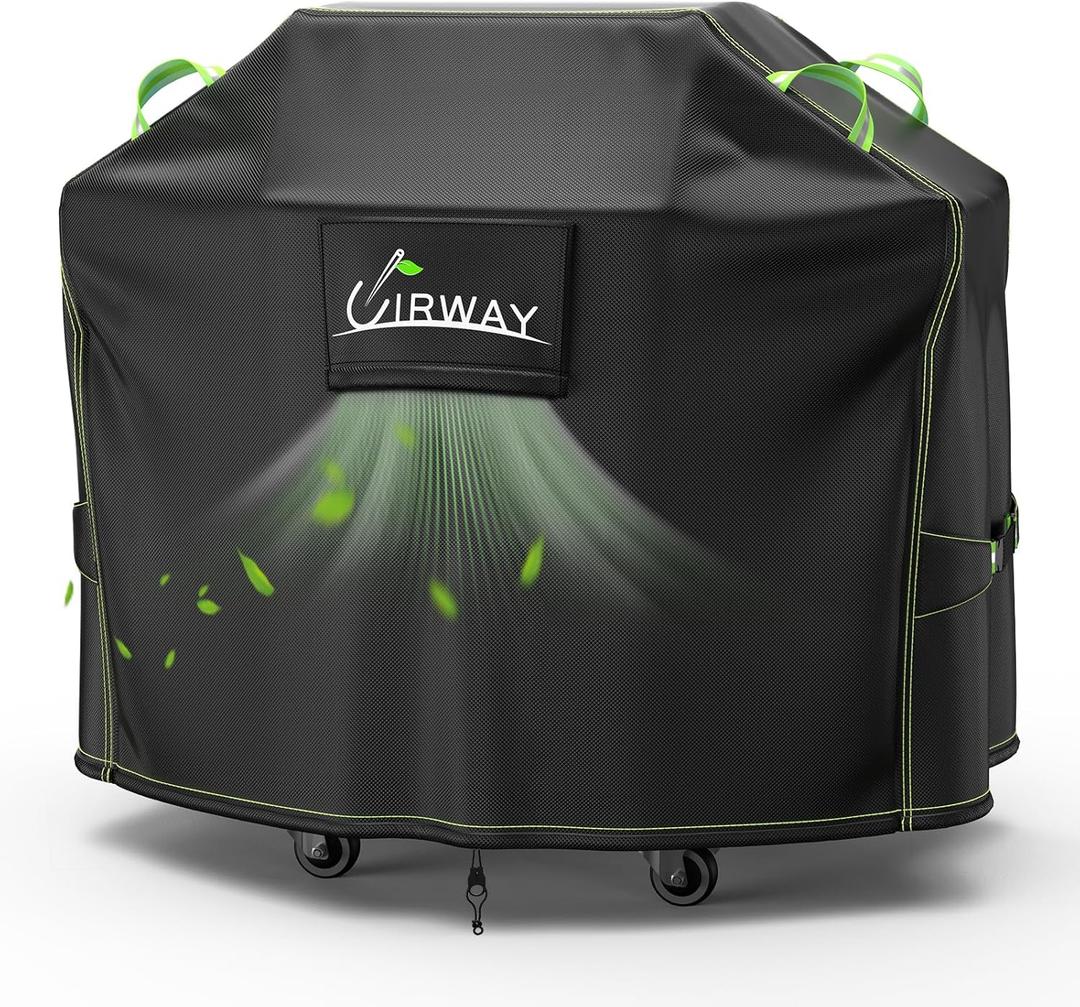 UIRWAY Grill Cover for Outdoor Grill 48 Inch, 600D Heavy Duty Waterproof BBQ Cover, UV & Fade Resistant Gas Grill Covers with Reflective Strip and Air Vent, Black (48"L x 22"D x 42"H)