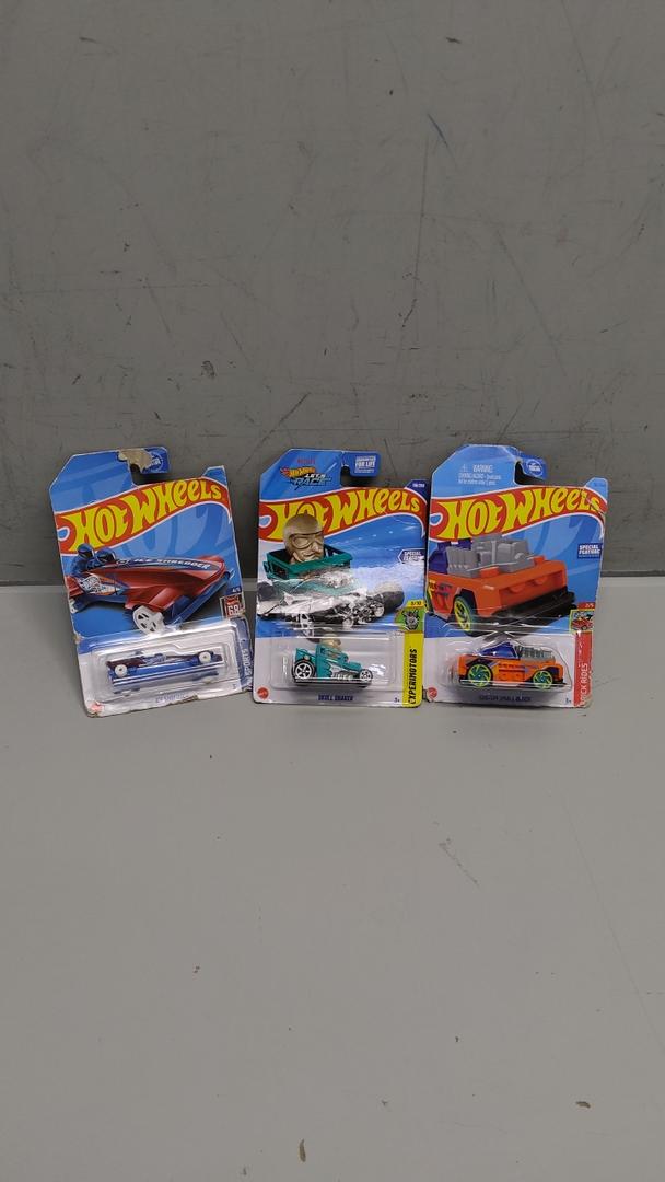 Pack Of 3 Hot Wheels Cars ( ICE Shredder, Skull Shaker, Custom Small Block)