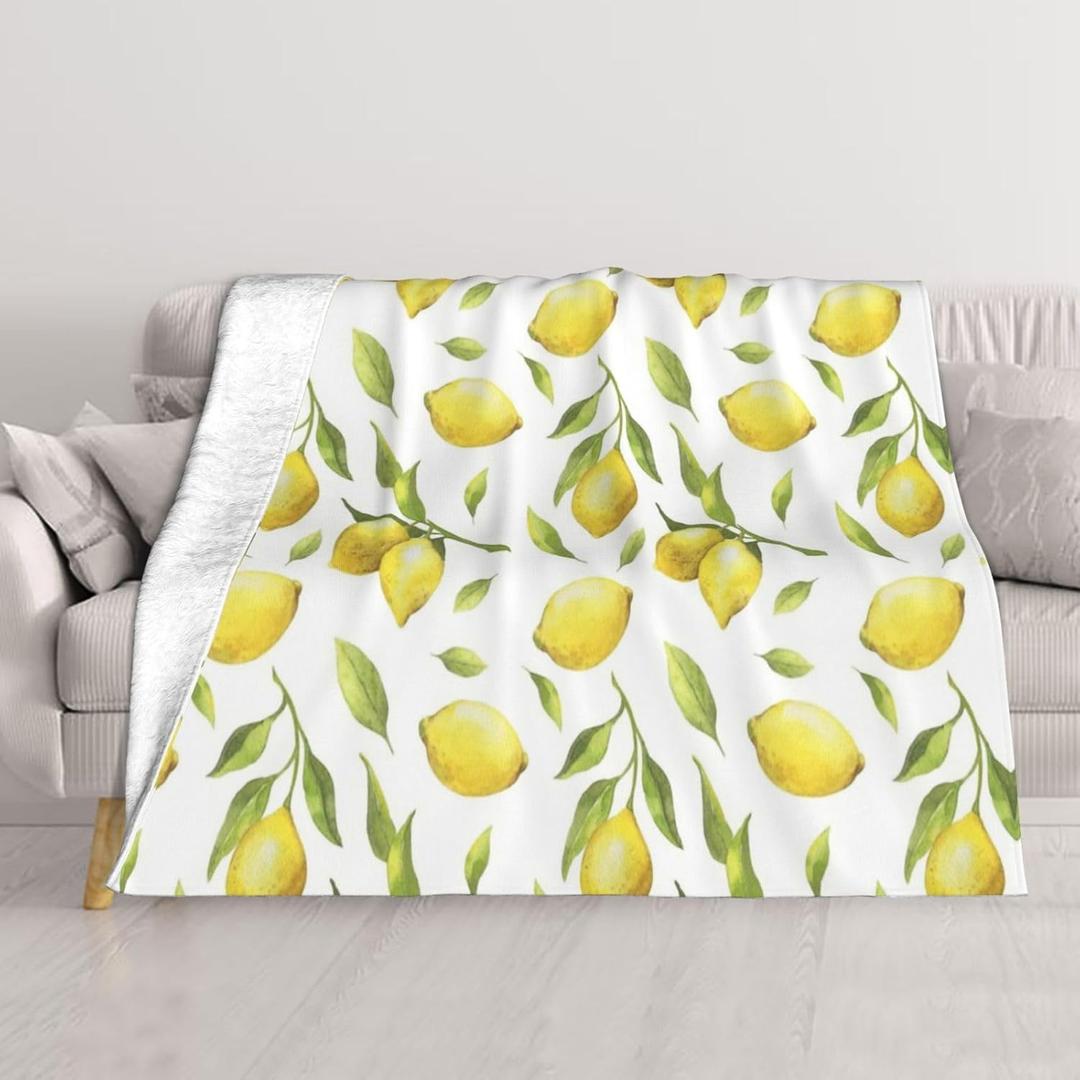 Lemon Throw Blankets 50"x40" Lightweight Flannel Fleece Cozy Soft Blanket Home Decor for Couch Bed Sofa Bedroom Living Room Travel Birthday Christmas All Season