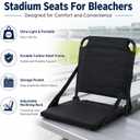 Stadium Seat with Back Support, Bleacher Chair with Storage Pockets and Cushion, Portable Stadium Seat for Sports Events, Camping, Outdoor Activities and Fishing, 17.7x16.5x18.1 inches