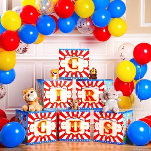 Yexiya Carnival Circus Theme Party Decorations 6 Pcs Large Circus Party Favors Boxes Blocks Birthday Decorations Supplies for Carnival Birthday Halloween Holiday Celebration(12 x 12 Inch)