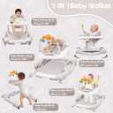 Baby Walker, 5 in 1 Baby Walkers for Boys Girls 6-12 Months, Foldable Walkers for Babies with Bouncer & Feeding Tray, Music, Adjustable Heights, Activity Walker for Infant