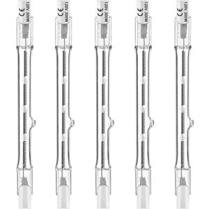 R7S Halogen Light Bulbs 300W 120V,5 Pcs J Type T3 Halogen Work Light Bulbs R7S 118mm,Double Ended Halogen Bulb for Work,Security,Landscape Lights,Floor Lamps,Dimmable,Warm White 2700K,4.6 Inch, 300W-118mm