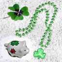 2 x JOYIN 18 Pcs St Patricks Shamrock Necklaces Irish Clover Green Bead Pendant Necklace St. Patrick's Day Party Costume Necklace Dressing-up Accessories Saint Patricks Decorations Party Favor Supplies