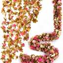 Artificial Flower Garland 8pcs 8.2ft Rose Vine Decor, Champagne Pink Flower