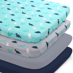 Mini Crib Sheets Set 4 Pack, Mini Portable Crib Sheets (38" X 24")