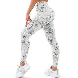 High Waisted Leggings for Women Tummy Control Buttery Soft Yoga Pants Womens Gym Workout Running Leggings (Small-Medium, Marble White)