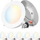 ANWIO Recessed Lighting 6 Inch 5CCT 1000LM High Brightness Flat Retrofit LED Recessed Lights Can Needs, 2700/3000/4000/5000/6000K Selectable Can Lights 10W CRI 80+ Dimmable E26 IC Rated & ETL 5 Pack (White)