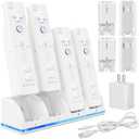 KEKUCULL Remote Controller Charger Station for Wii/Wii U with 4 Pack 2800mAh Rechargeable Battery Pack, Controller Charging Dock Station for Wii Controller, Remotes are not Included