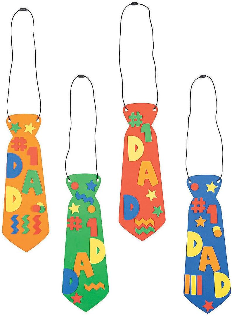 Fun Express Father's Day Necktie Craft Kit - Makes 12 - DIY Craft Gifts for Kids