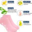 Moisturizing Gel Socks for Women, Full Foot Silicone Socks (Up to Size 7.5) - 2 Pairs Spa Foot Socks with Aloe Vera, Vitamin E & Oil for Dry Cracked Feet, Heel Repair Treatment
