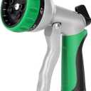 RESTMO Garden Hose Nozzle, Heavy Duty Metal Water Hose Nozzle with 7 Adjustable Spray Patterns, High Pressure Hand Sprayer with Flow Control for Watering Plants & Lawns, Washing Cars & Pets (Green)