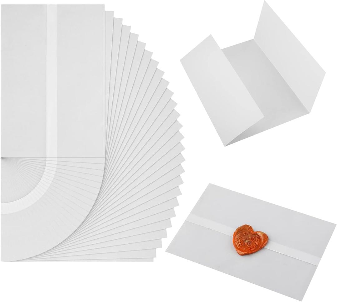 50pcs Vellum Paper for Invitations, 6.1x4.1in Pre-Folded Translucent Vellum Jacket Vellum Wrap Jackets for Wedding Invitations Baby Shower Birthday Invitations