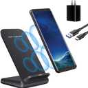 Wireless Charging Stand, 20W Fast Charging Stand with QC3.0 Adapter for Samsung Galaxy S24/S24+/S24 Ultra/S23/S22/S21/S20/S10/Note, for iPhone 15/15 Pro/15 Pro Max/14/14 Pro Max, and More. (1 Pack)