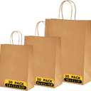 90 Pack Brown Paper Bags with Handles, Multiple 3 Assorted Sizes Gift Bags, Heavy Duty Kraft Paper Bags Bulk, Retail Shopping Bags for Birthday Party, Wedding, Business, Grocery & Take Out Sacks (Brown 10*5*13-8x4.5x10.8-5.8x3.2x8.25)