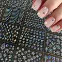 3 x 30Sheets Laser Silver Nail Art Stickers Aurora Nail Stickers for Nails Art 3D Self-Adhesive Silver Nail Decals Laser Sticker for Women Girls Acrylic Nails Manicure DIY