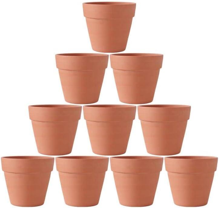 OLEEP 4inch 10pcs Terracotta Pots, Terracotta Pots for Plants/Succulent/Cactus with Drainage for Indoor, Outdoor, Home Office Decoration (Brown)