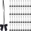 50pcs 14 Inch Stretch Elastic Loops with Pre-Tied Black Ribbon Bows for Gift Wrapping,Baby Showers, Weddings, Christmas Boxes (14", Black)
