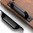 12 Pack 5 Inch 128 mm Matte Black Square Cabinet Handles with Base Plate Aluminum Cabinet Pulls Drawer Pulls Sliding Door Pulls Black Cabinet Handles