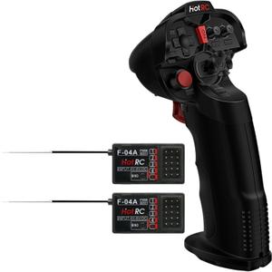 HOTRC DS-4A 2.4G 4 Channel Single Hand RC Radio Transmitter with 4CH Receiver for RC Car Boat Drone Airplane (W/ 2 RX)