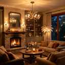 Antler Chandelier 6 Light, Rustic Style Antler Light Fixtures, E12 Base Deer Antler Chandelier Lighting for Home Store Bar (6 lamp arms + 3arm)