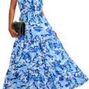 BTFBM Women Summer Dresses Casual Sleeveless Floral Maxi Dresses (S)