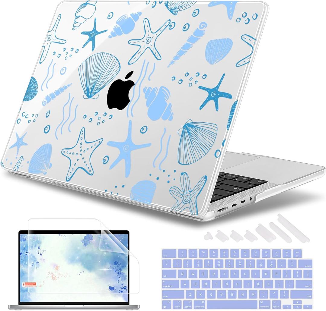 May Chen for 2026 MacBook Pro 14-inch M5 M4 M3 M2 M1 Pro/Max Chip, Release 2026 2025-2021, Model A3427 A3426 A3434 A3112 A3401 A3185, Plastic Hard Shell with Keyboard Cover, Sea Star