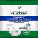Vet's Best Comfort Fit Disposable Male Dog Diapers - Absorbent Male Wraps with Leak Proof Fit - Large, 30 Count