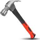 16OZ Claw Hammer with Fiberglass Handle, Drop Forged Claw Hammer, All Purpose Hammer, Smooth Face, Shock-Absorbing Grip