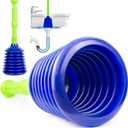 Luigi's Sink Plunger Kitchen - Sink Plunger Bathroom - Drain Bathtub or Shower - Large and Powerful Clog Remover - Commercial Style Plumbers Plungers with Large Bellows - Blue Green - Grande