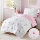 Toddler Bedding Set for Girls 4-Piece Pink Boho Tufted Daisy Flowers Toddler Comforter Set Bed-in-a-Bag Toddler Sheets Bedroom Set with Comforter, Flat Sheet, Fitted Sheet, Pillowcase | Toddler Bedding Set, Tufted Daisy Design, Toddler Comforter, Toddler Bed Sheets, Crib Bedding Set, Boho Toddler Bed Set