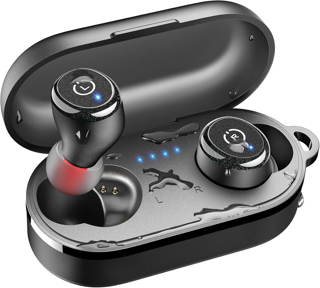TOZO T10 Wireless Earbuds Bluetooth 5.3 Headphones, App Customize EQ, Ergonomic Design, 55H Playtime, Wireless Charging Case, IPX8 Waterproof Sound in-Ear Headset, New Version (Black)